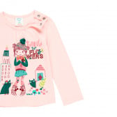 Βαμβακερή μπλούζα με γραφική εκτύπωση, ροζ Boboli 276850 3