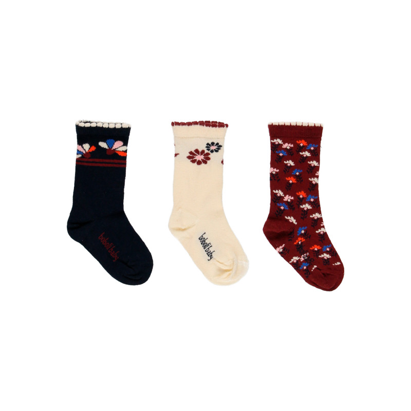 Σετ από τρία ζευγάρια κάλτσες με floral μοτίβα  276872