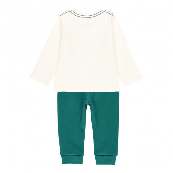 Βαμβακερό σετ μπλούζα και παντελόνι σε λευκό και πράσινο χρώμα Boboli 276919 2