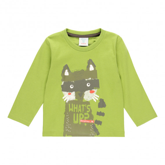 Βαμβακερή μπλούζα με γραφική εκτύπωση, πράσινη Boboli 277521 
