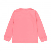Βαμβακερή μπλούζα με κορδέλες στα μανίκια, ροζ Boboli 277612 2