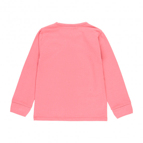 Βαμβακερή μπλούζα με κορδέλες στα μανίκια, ροζ Boboli 277612 2