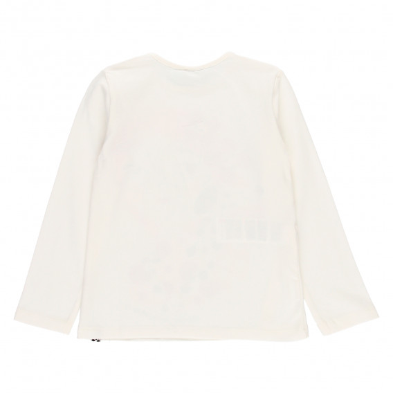 Βαμβακερή μπλούζα με κοριτσίστικο τύπωμα, λευκή Boboli 277615 2
