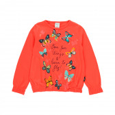 Βαμβακερή μπλούζα με εκτύπωση πεταλούδα, πορτοκαλί Boboli 277622 