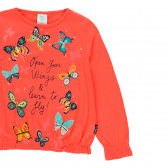 Βαμβακερή μπλούζα με εκτύπωση πεταλούδα, πορτοκαλί Boboli 277624 3