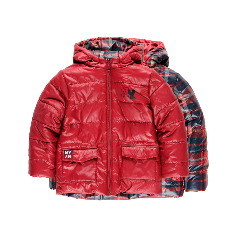Χειμερινό σακάκι με διπλό στήθος με κουκούλα, κόκκινο  277762