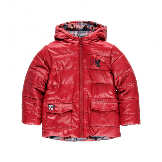 Χειμερινό σακάκι με διπλό στήθος με κουκούλα, κόκκινο Boboli 277764 3