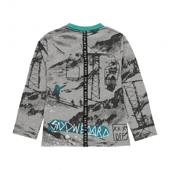 Βαμβακερή μπλούζα με γραφική εκτύπωση, γκρι χρώμα Boboli 277788 2