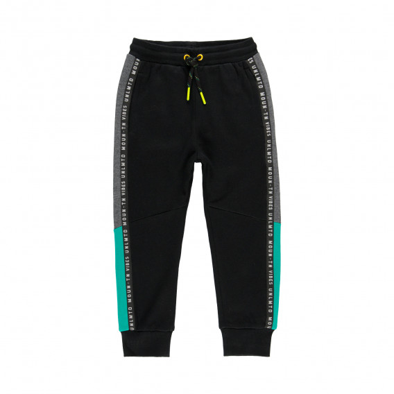 Βαμβακερό παντελόνι με χρωματιστές άκρες, μαύρο Boboli 277797 