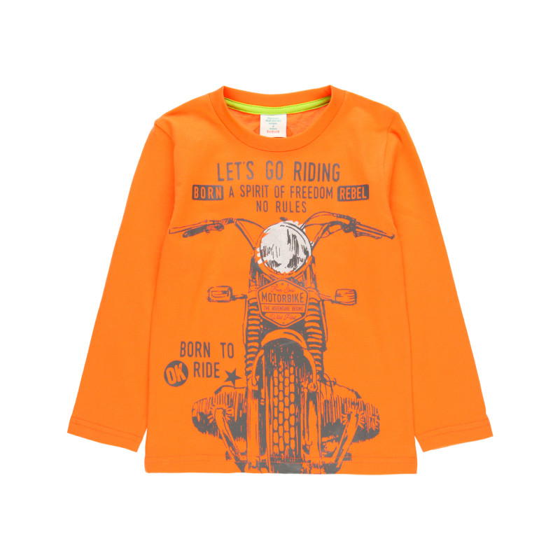 Βαμβακερή μπλούζα με γραφική εκτύπωση, πορτοκαλί  277828