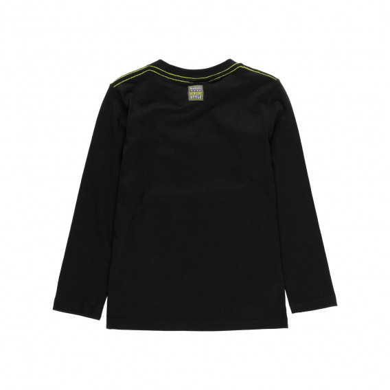 Βαμβακερή μπλούζα με γραφική εκτύπωση, μαύρη Boboli 277909 2
