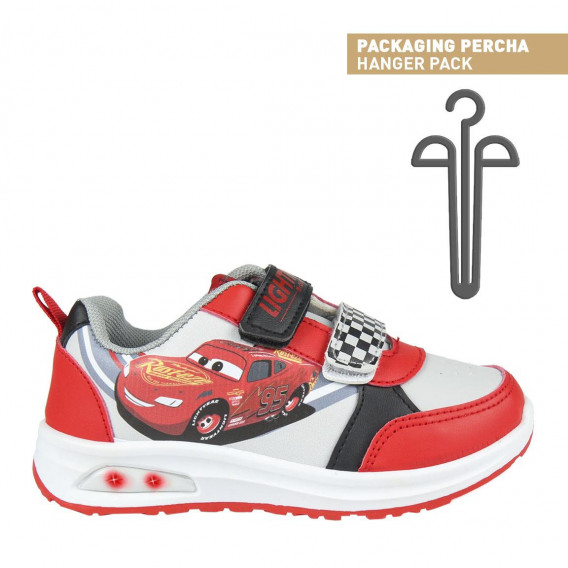 Λαμπερά δερμάτινα πάνινα παπούτσια με εκτύπωση φλας McQueen, κόκκινο Cars 278229 2