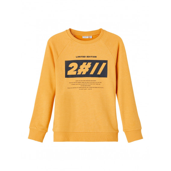 Βαμβακερή μπλούζα με μακριά μανίκια και γραφική εκτύπωση, κίτρινη Name it 278245 