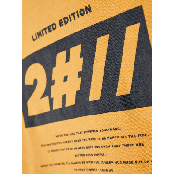 Βαμβακερή μπλούζα με μακριά μανίκια και γραφική εκτύπωση, κίτρινη Name it 278247 3
