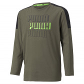Βαμβακερή μπλούζα με μακριά μανίκια και το λογότυπο της μάρκας, πράσινη Puma 278630 