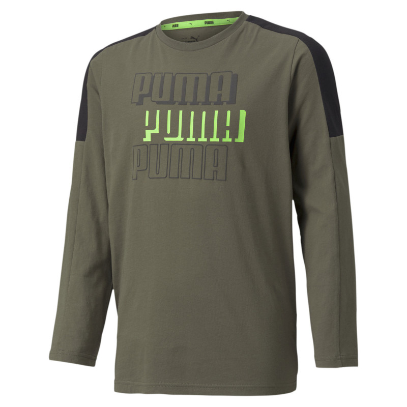 Βαμβακερή μπλούζα με μακριά μανίκια και το λογότυπο της μάρκας, πράσινη  278630