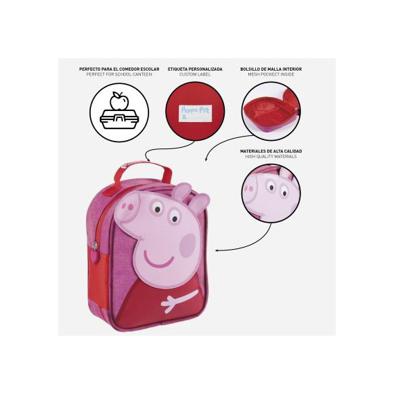 Τσάντα φαγητού με απλικέ Peppa Pig για κορίτσι, ροζ Peppa pig 278743 5