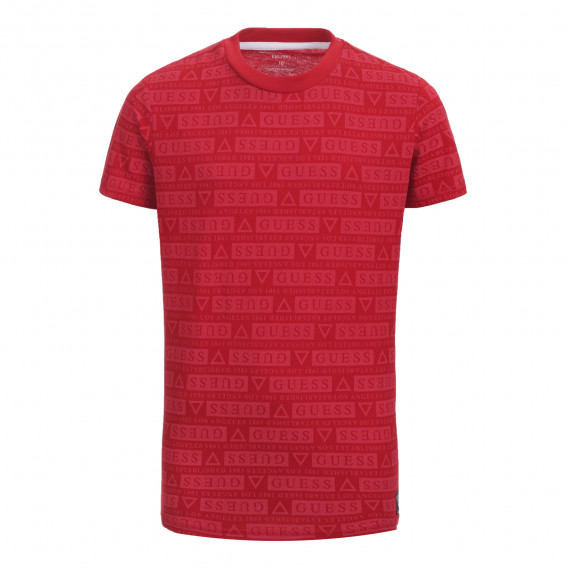 Μπλουζάκι με κοντά μανίκια με το λογότυπο της μάρκας, κόκκινο Guess 279104 