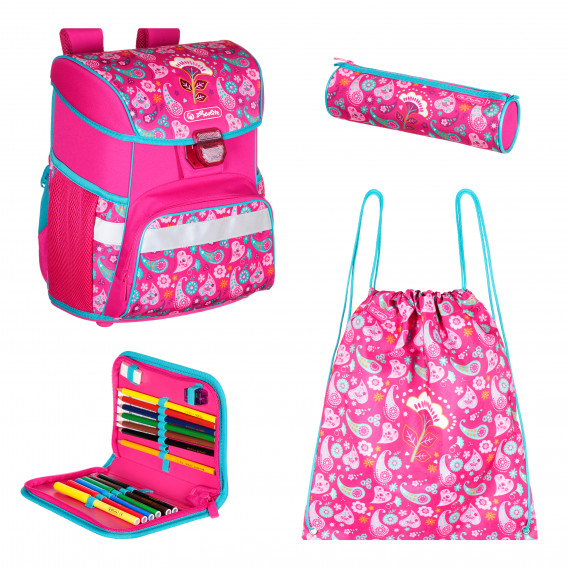 Σετ σακίδιο πλάτης με τσάντα και δύο ταξιδιωτικές τσάντες για κορίτσι, ροζ Herlitz 279135 