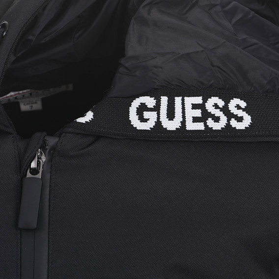 Unisex μπουφάν με επώνυμη κουκούλα, μαύρο Guess 279305 3