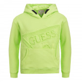 Φούτερ με κουκούλα και απλικέ με το λογότυπο της μάρκας, πράσινο Guess 279327 