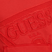 Φούτερ με κουκούλα και απλικέ με το λογότυπο της μάρκας, κόκκινο Guess 279332 2