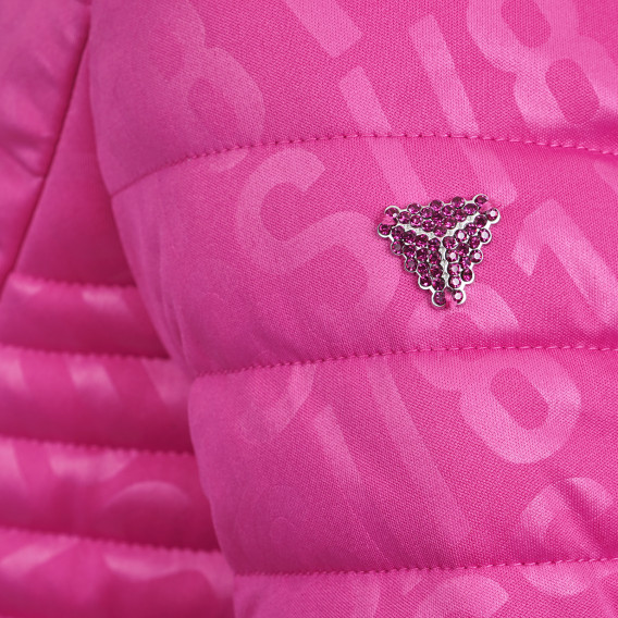 Μπουφάν με κουκούλα και το λογότυπο της μάρκας, ροζ Guess 279365 4
