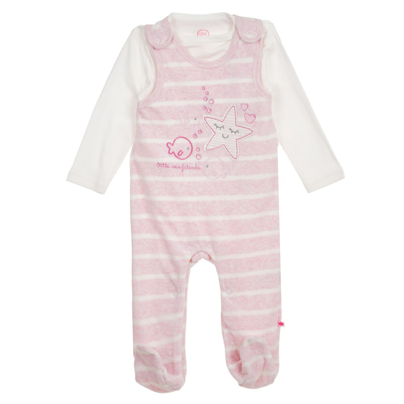 Σετ φόρμες και μπλούζα για μωρό σε λευκό και ροζ χρώμα  279763