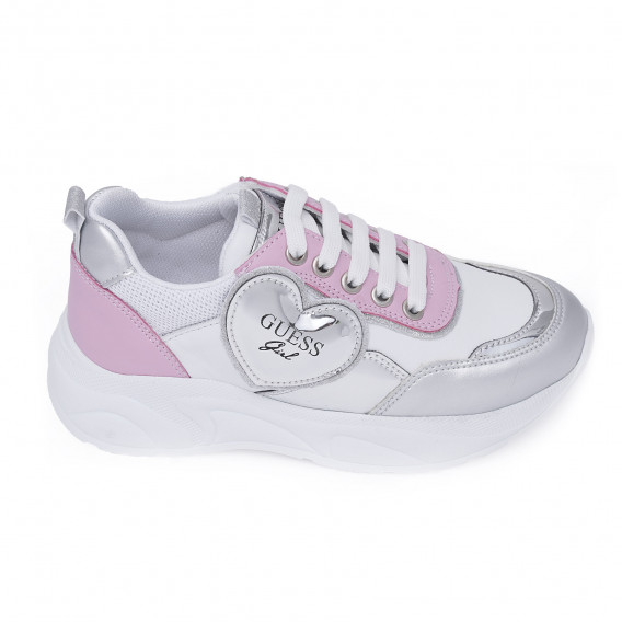Sneaker CLAIRE με ροζ και ασημί λεπτομέρειες, λευκό Guess 280829 3