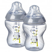  Μπουκάλι πολυπροπυλενίου 260 ml. Κουκουβάγια, Easy Vent, 2 τεμάχια, με πιπίλα 1 σταγόνας,  για μωρό 0+ μηνών Tommee Tippee 281510 