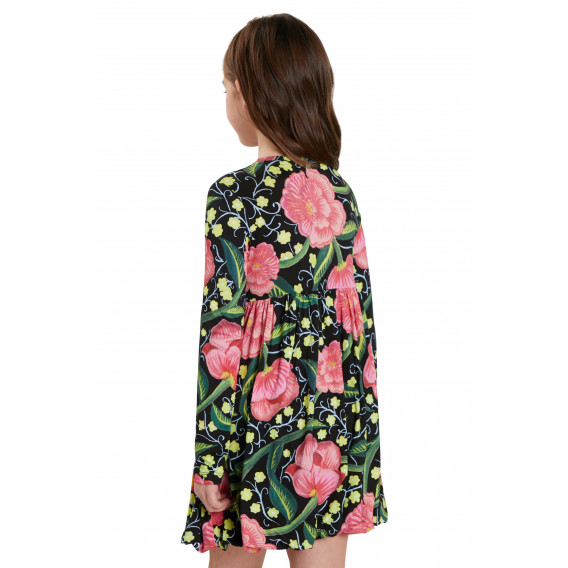 Φόρεμα με μακριά μανίκια και floral print, μαύρο DESIGUAL 282315 3