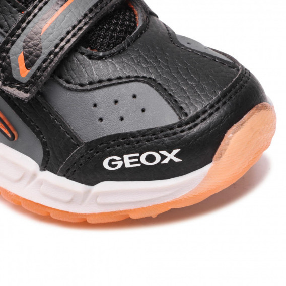 Bolt αθλητικά παπούτσια με πορτοκαλί λεπτομέρειες, μαύρα Geox 283062 7