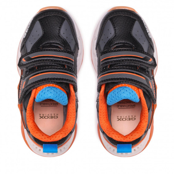 Bolt αθλητικά παπούτσια με πορτοκαλί λεπτομέρειες, σε μαύρο χρώμα Geox 283068 6