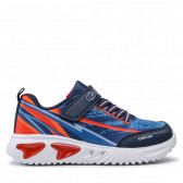 Αθλητικά παπούτσια με πορτοκαλί λεπτομέρειες, σε μπλε χρώμα. Geox 283103 2