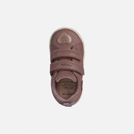 Αθλητικά παπούτσια με κεντημένες καρδιές, σε ροζ χρώμα Geox 283142 5