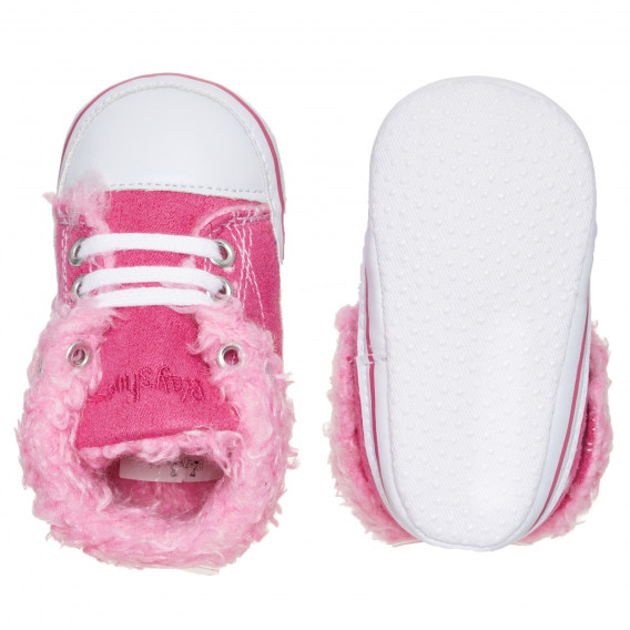 Βρεφικά μποτάκια με γουνάκι και λευκές λεπτομέρειες, ροζ Playshoes 283778 3