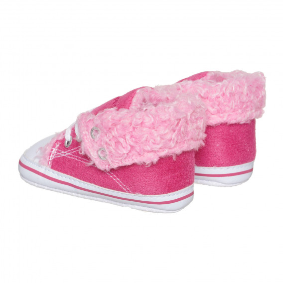 Βρεφικά μποτάκια με γουνάκι και λευκές λεπτομέρειες, ροζ Playshoes 283779 2
