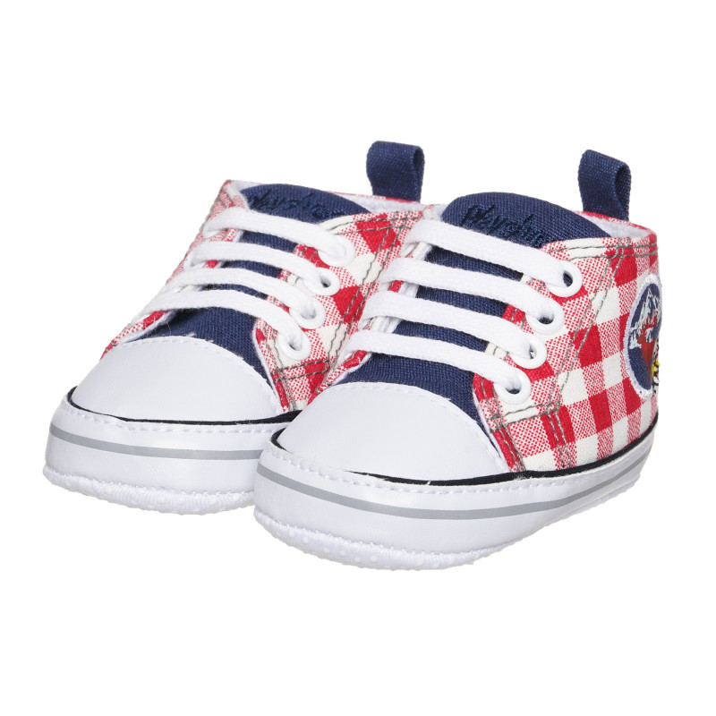 Βρεφικά αθλητικά παπούτσια σε κόκκινο και λευκό καρό μοτίβο   283805