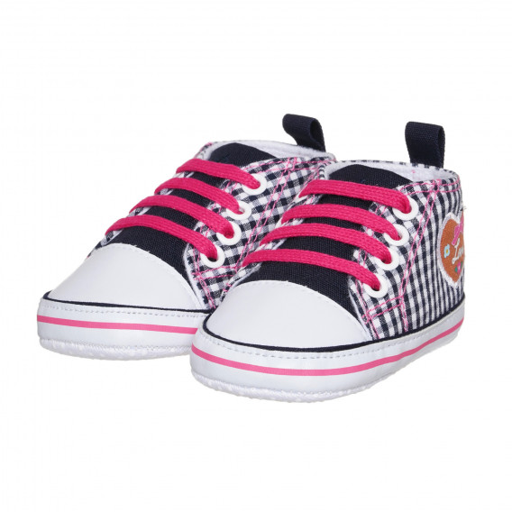 Αθλητικά παπούτσια με ροζ λεπτομέρειες και απλικέ καρδιά, πολύχρωμα Playshoes 283807 