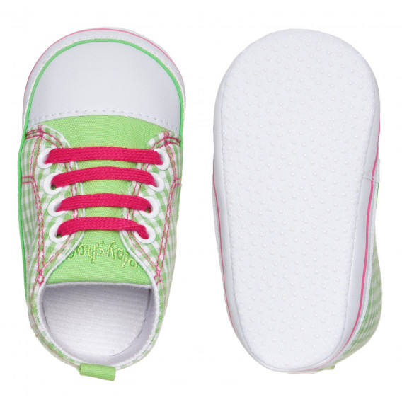Αθλητικά παπούτσια με ροζ λεπτομέρειες και απλικέ καρδιά, πράσινα Playshoes 283809 3