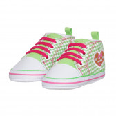 Αθλητικά παπούτσια με ροζ λεπτομέρειες και απλικέ καρδιά, πράσινα Playshoes 283811 