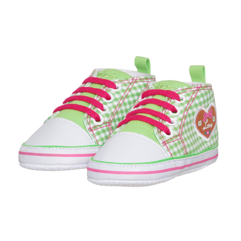 Αθλητικά παπούτσια με ροζ λεπτομέρειες και απλικέ καρδιά, πράσινα  283811