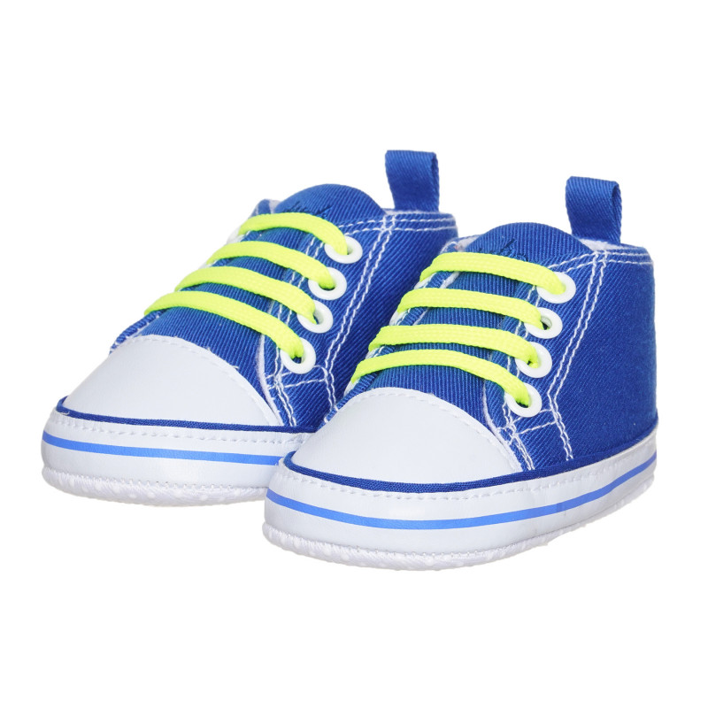 Αθλητικά παπούτσια με πράσινες λεπτομέρειες, σε μπλε χρώμα  283816