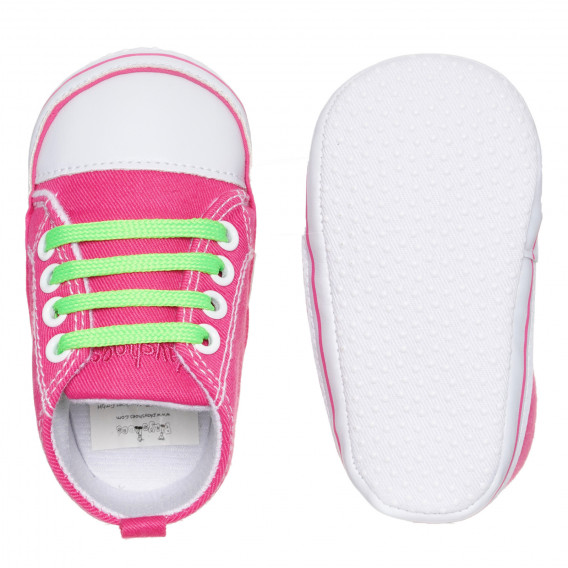Αθλητικά παπούτσια με πράσινα κορδόνια, ροζ Playshoes 283818 3