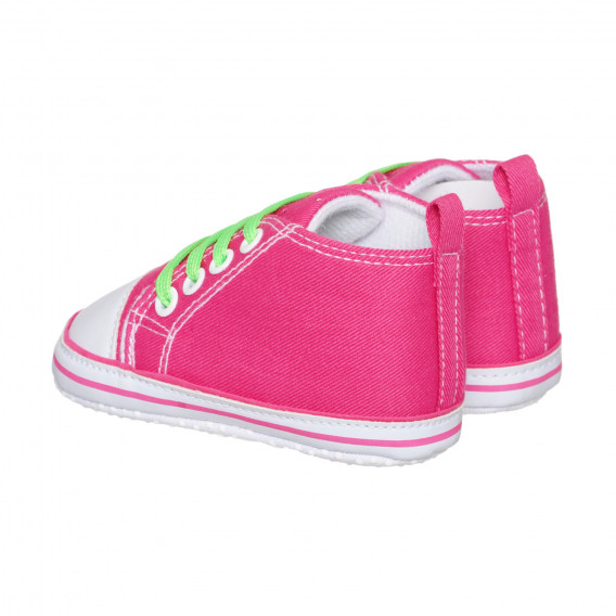 Αθλητικά παπούτσια με πράσινα κορδόνια, ροζ Playshoes 283819 2
