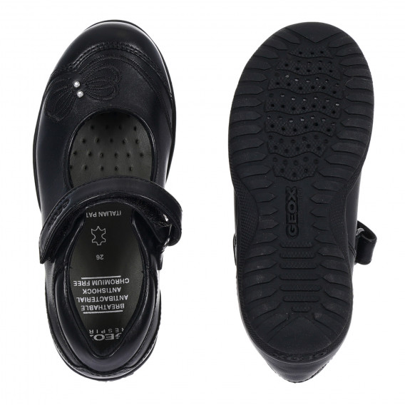 Δερμάτινα παπούτσια τύπου μπαλαρίνα απλικέ από πεταλούδα, μαύρο Geox 284327 3