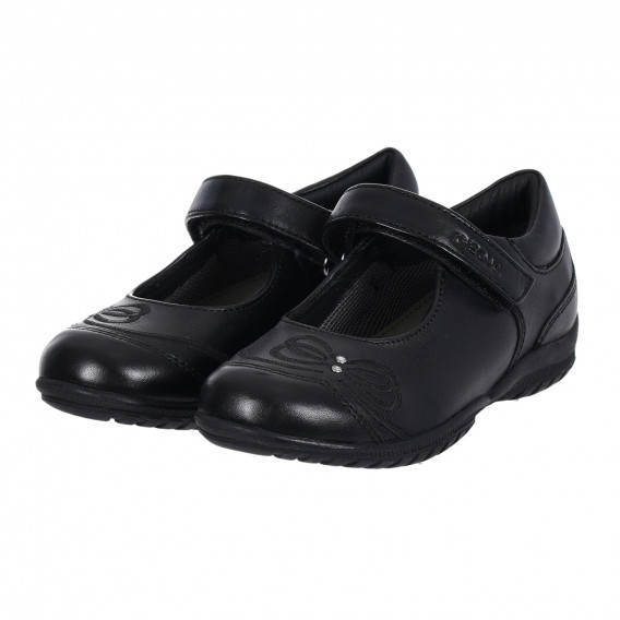 Δερμάτινα παπούτσια τύπου μπαλαρίνα απλικέ από πεταλούδα, μαύρο Geox 284328 