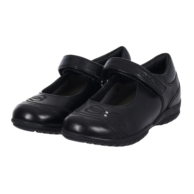 Δερμάτινα παπούτσια τύπου μπαλαρίνα απλικέ από πεταλούδα, μαύρο  284328