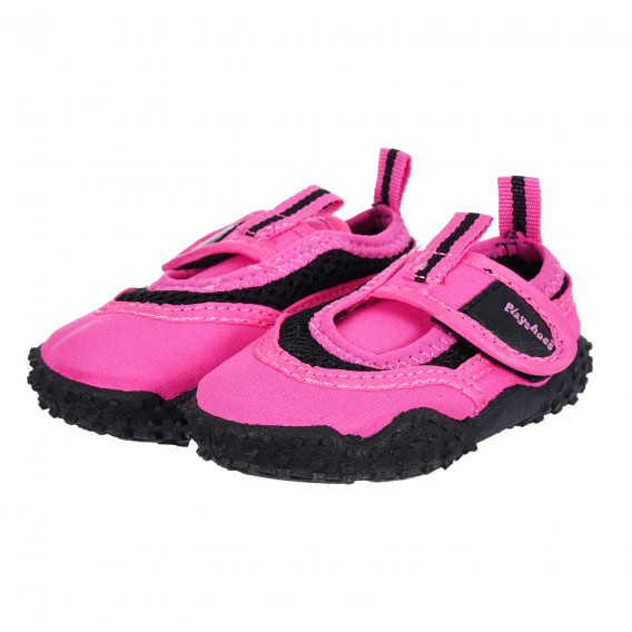 Παπούτσια θαλάσσης με velcro και μαύρες λεπτομέρειες, ροζ Playshoes 284389 