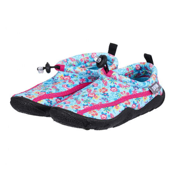 Παπούτσια θαλάσσης με floral print και ροζ λεπτομέρειες, μπλε Sterntaler 284455 